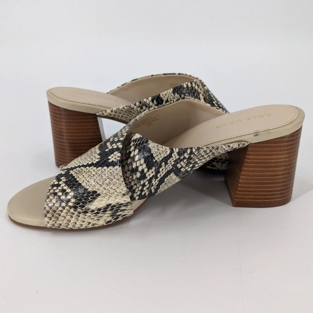 NWOT COLE HAAN Criss Cross Snakeskin Heeled Sandal